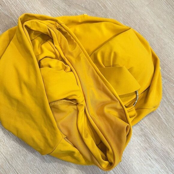 Robin Piccone Luca Bandeau Strapless One Piece Swimsuit Belted Mustard Womens 10 - Picture 8 of 15